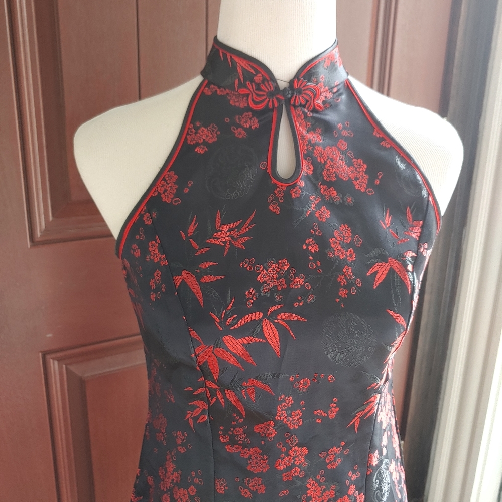 Red Black Qipao Cheongsam Dress